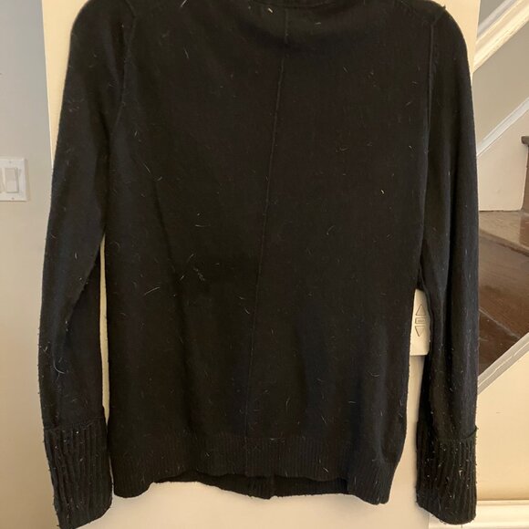 Black Wool V Neck Cardigan - Picture 7 of 8